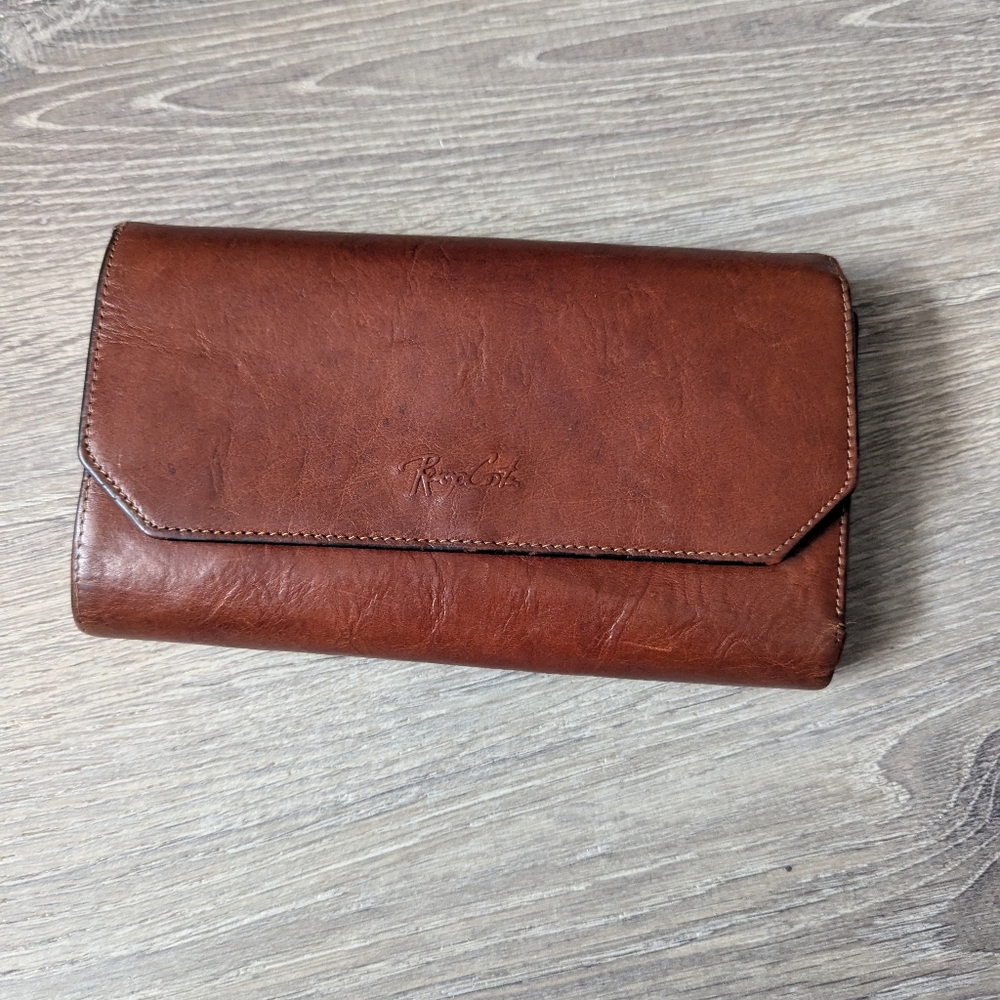 Renzo Costa Brown Leather Travel Wallet With Card Holder And Pockets